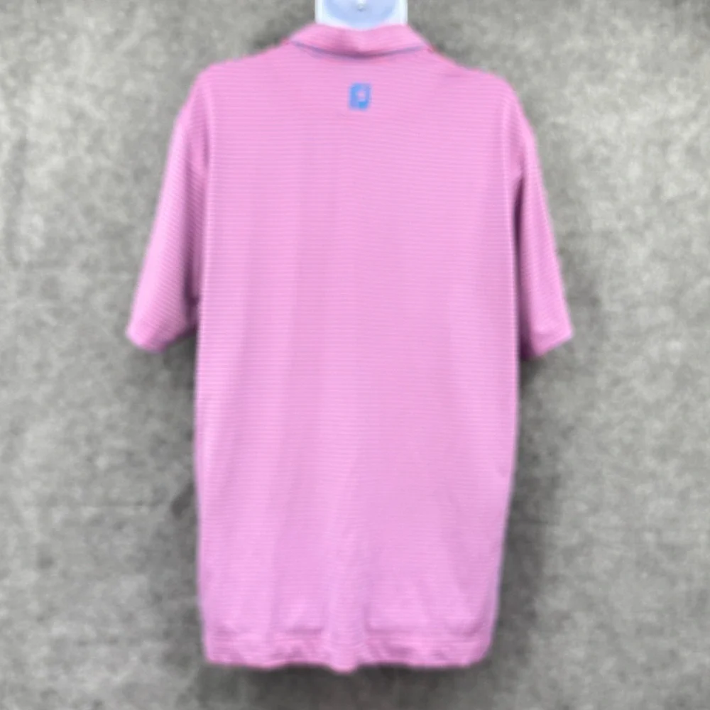 FootJoy‎ Mens Striped Polo Shirt Large Pink & Blue Golf FLAWS - Picture 5 of 13